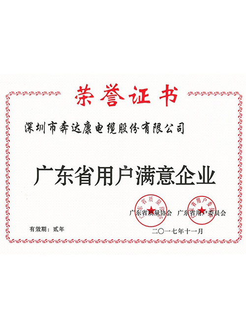 广东省用户满意度企业证书